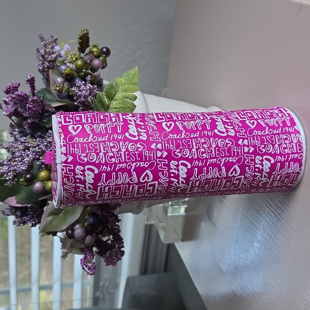 COACH Pink Poppy Graffiti Pencil Case - Picture 4 of 9